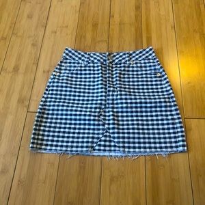 Topshop Moto Black/White Plaid Skirt Sz 4 Raw Hem